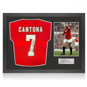 Eric Cantona Signed Manchester United 1996 Home Football Shirt. Icon Frame