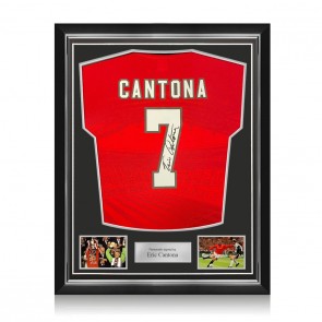 Eric Cantona Signed Original Manchester United 1996 Home Football Shirt. Superior Frame