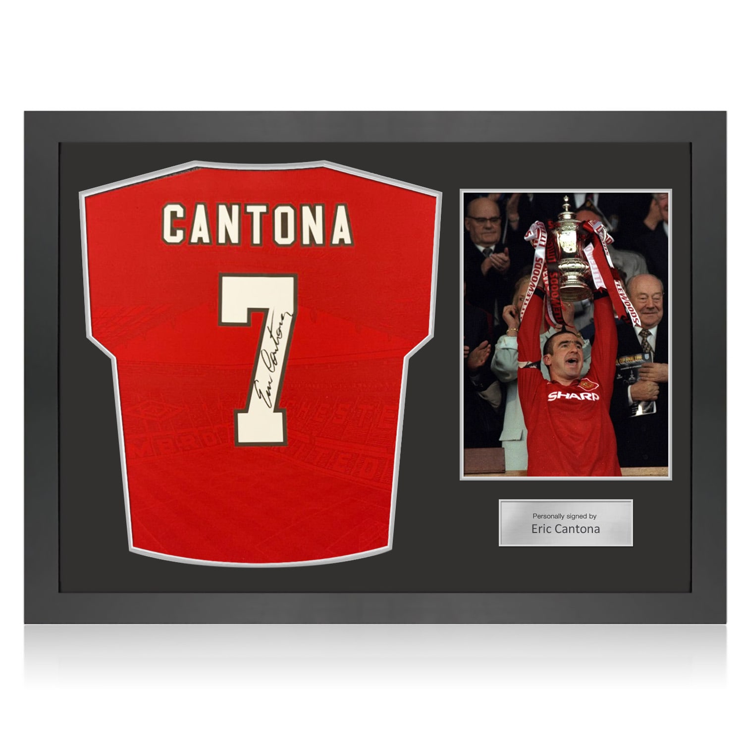 Eric Cantona Signed Original Manchester United 1994-96 Home Football Shirt. Icon Frame