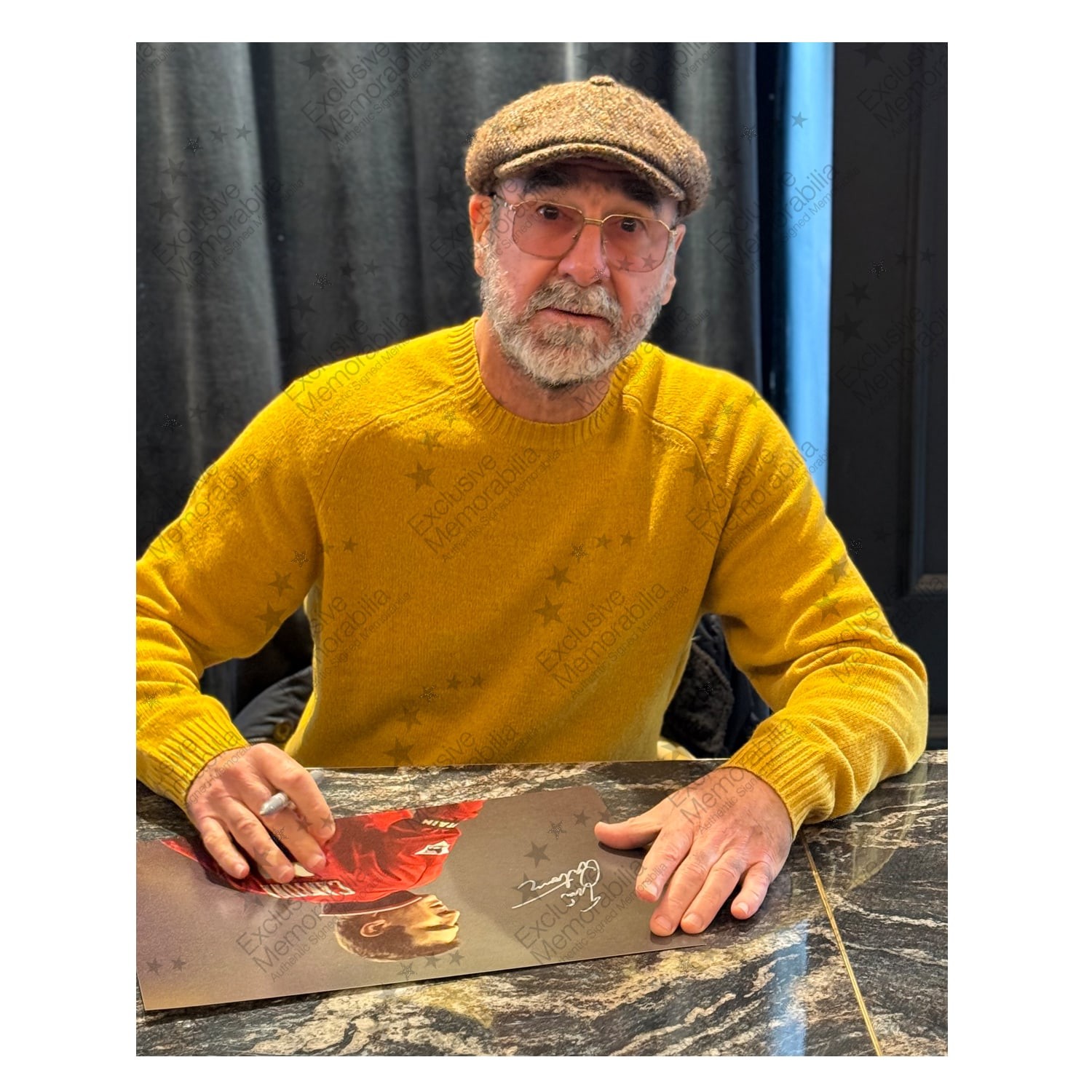 Eric Cantona Signed Manchester United Football Photo. Framed