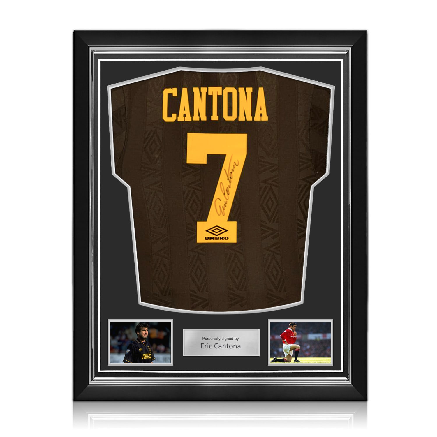 Eric Cantona Signed Original Manchester United 1994-96 Away Football Shirt (Original Print). Superior Frame