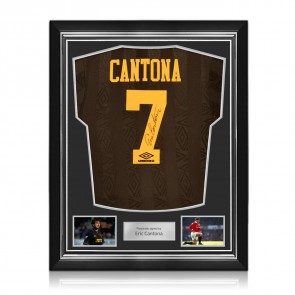 Eric Cantona Signed Original Manchester United 1994-96 Away Football Shirt (Original Print). Superior Frame