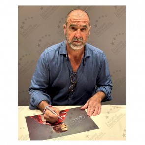 Eric Cantona Signed Manchester United Photo. Deluxe Framed