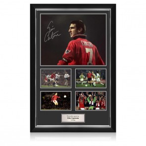 Eric Cantona Signed Manchester United Football Photo Presentation: Le King. Deluxe Silver