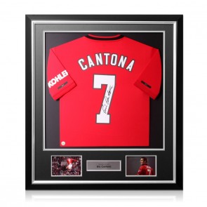  Eric Cantona Signed Manchester United 2019-20 Football Shirt. Deluxe Frame