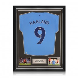Erling Haaland Signed Manchester City 2022-23 Football Shirt. Superior Frame