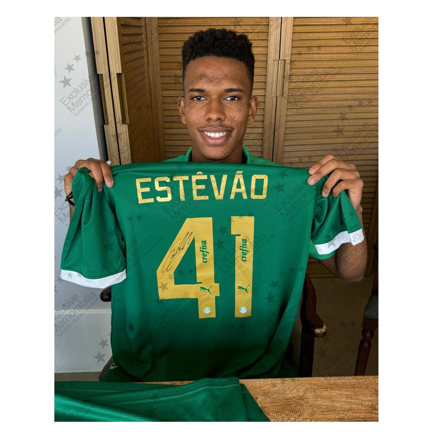 Estêvão Willian Signed Palmeiras 2024-25 Home Football Shirt