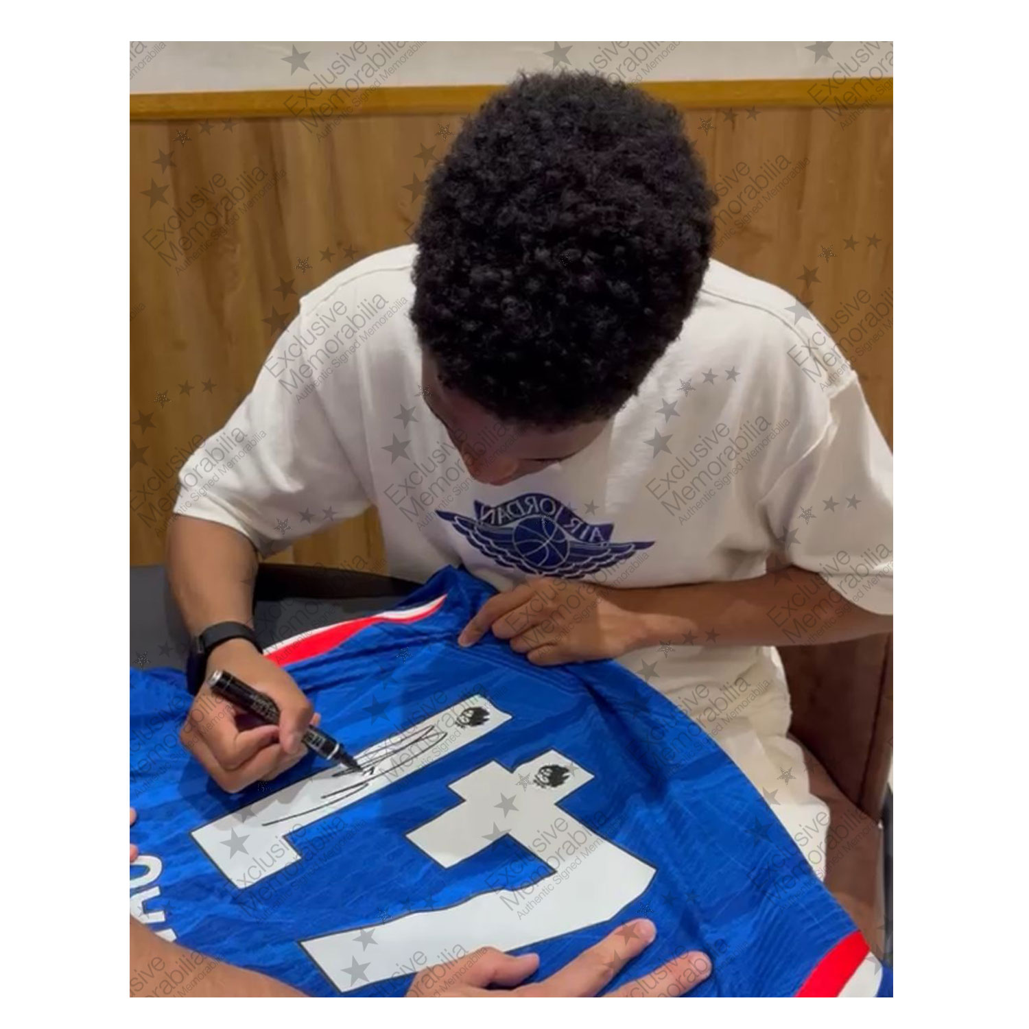 Estevao Willian Signed Authentic Chelsea 2025-26 Home Football Shirt. Standard Frame