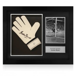 Framed Gordon Banks Signed Glove 