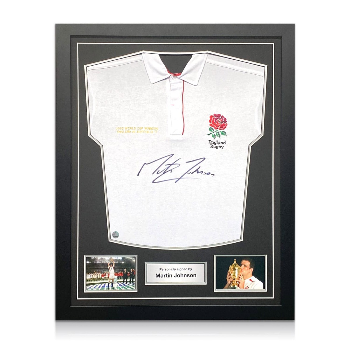 Martin Johnson Signed A4 Photo Display British Lions Rugby Autograph Memorabilia 