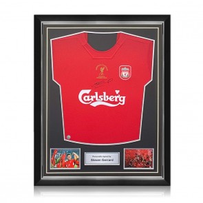 Steven Gerrard Signed Liverpool 2005 Shirt. Superior Frame