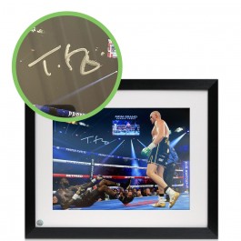 Tyson Fury Signed Boxing Photo: Deontay Wilder Knockdown Framed. Damaged A