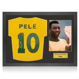 Pele Signed Brazil Shirt. Icon Frame