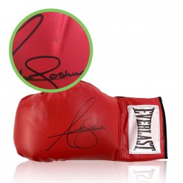 Anthony Joshua Signed Red Boxing Glove. Damaged B