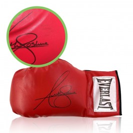 Anthony Joshua Signed Red Boxing Glove. Damaged E