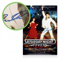 John Travolta Signed Saturday Night Fever Film Poster. Damaged A