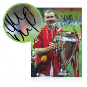 Paul Scholes Signed Manchester United Football Photo: CL Winner. Damaged A