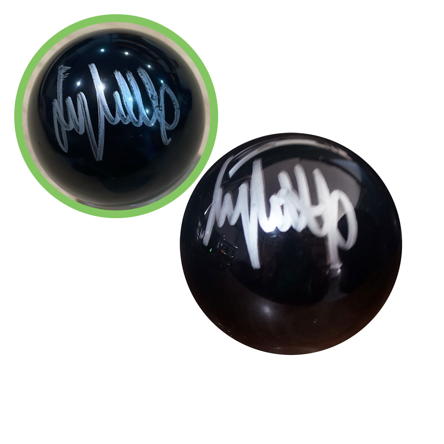 Jimmy White Signed Black Snooker Ball. Damaged C