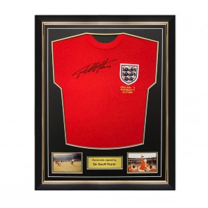 Sir Geoff Hurst Signed England 1966 World Cup Football Shirt. Superior Frame