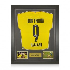Erling Haaland Signed Borussia Dortmund 2020-21 Football Shirt. Standard Frame