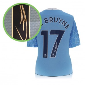 Kevin De Bruyne Signed Manchester City 2020-21 Football Shirt. Damaged B
