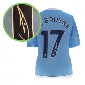 Kevin De Bruyne Signed Manchester City 2020-21 Football Shirt. Damaged C