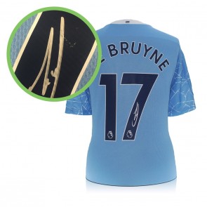 Kevin De Bruyne Signed Manchester City 2020-21 Football Shirt. Damaged D