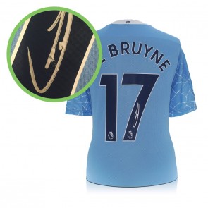 Kevin De Bruyne Signed Manchester City 2020-21 Football Shirt. Damaged E