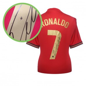 Cristiano Ronaldo Signed Portugal 2020-21 Football Shirt. Damaged A