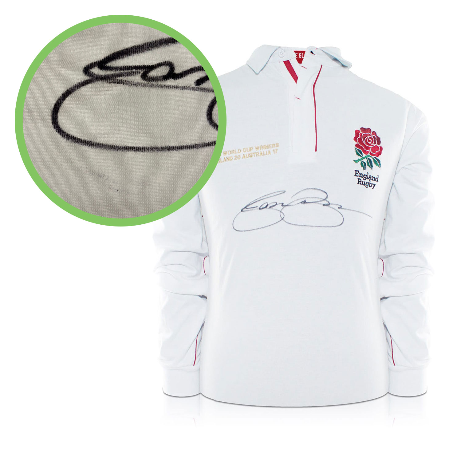  Jason Robinson Signed England Rugby Shirt. Damaged D