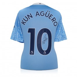 Sergio Aguero Signed 2020-21 Manchester City Football Shirt