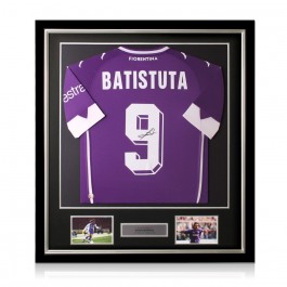 Gabriel Batistuta Signed Fiorentina Player Issue Football Shirt. Deluxe Frame