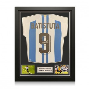 Gabriel Batistuta Signed Argentina Football Shirt. Standard Frame