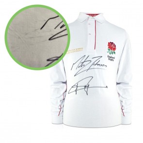  Jonny Wilkinson & Martin Johnson Signed England Rugby Shirt. Damaged A