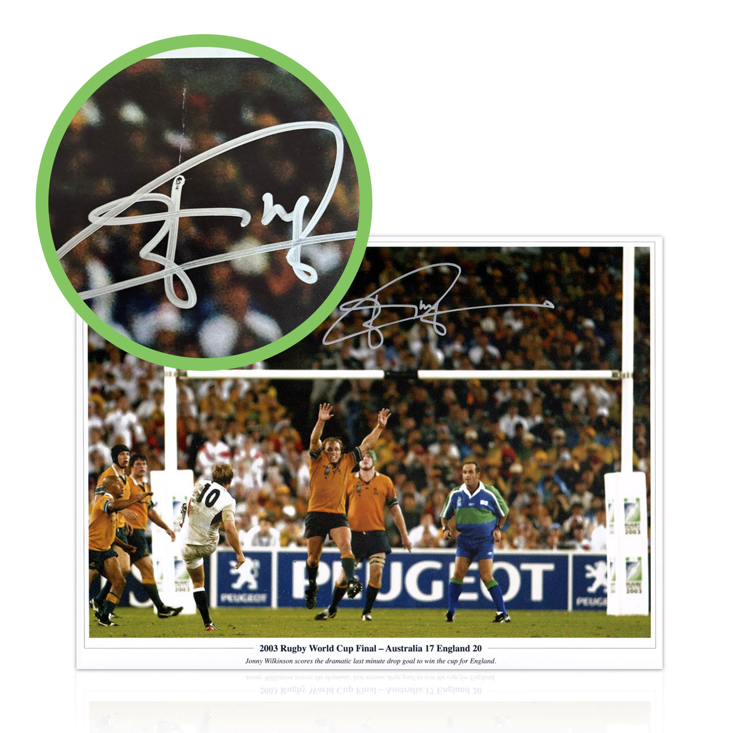 Jonny Wilkinson Signed England Rugby Photo: The Drop-Kick (With Text). Damaged A