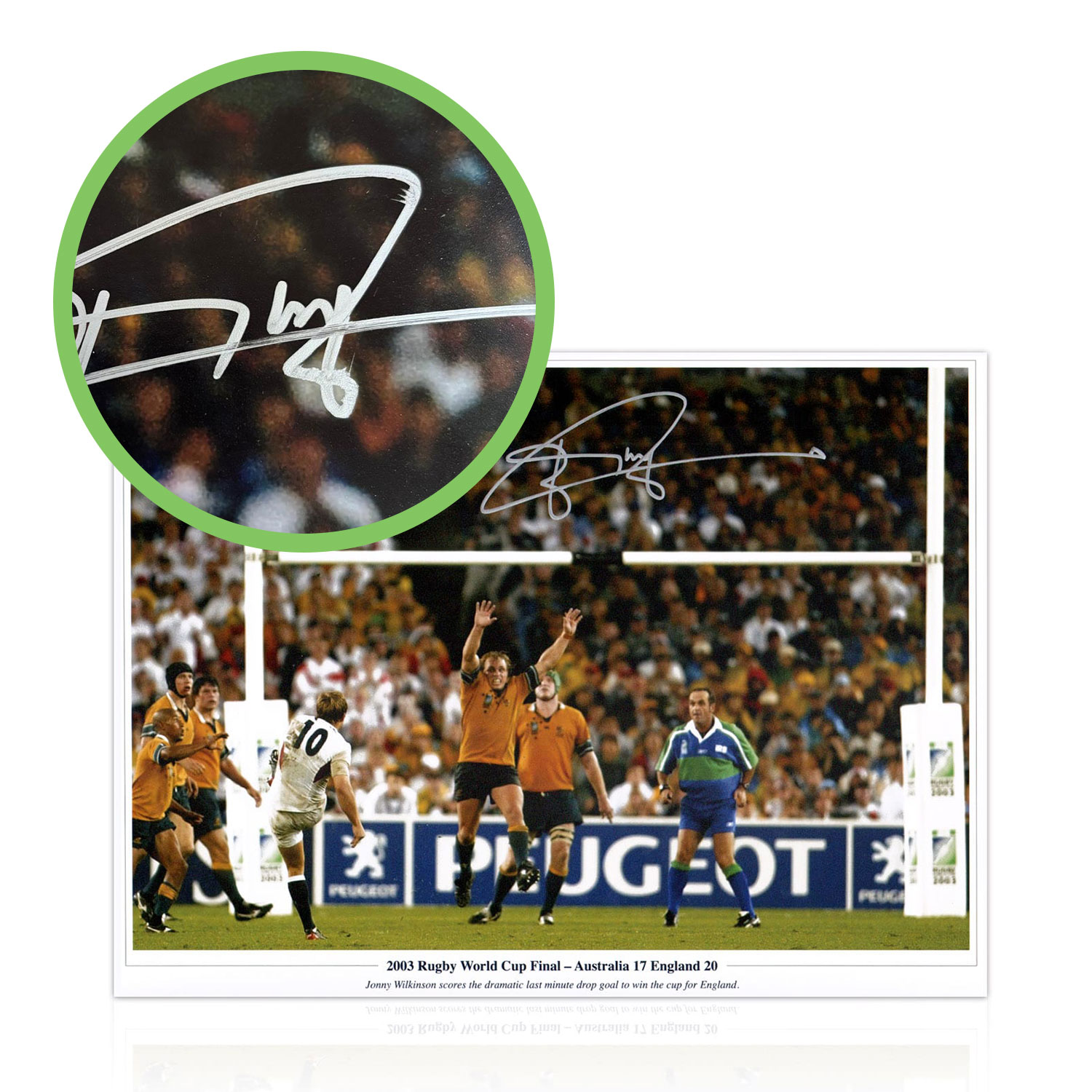 Jonny Wilkinson Signed England Rugby Photo: The Drop-Kick (With Text). Damaged B