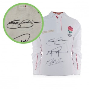  Jason Robinson, Jonny Wilkinson & Martin Johnson Signed England Shirt. Damaged A