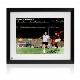 Geoff Hurst Signed England Football Photo: 1966 World Cup. Standard Frame