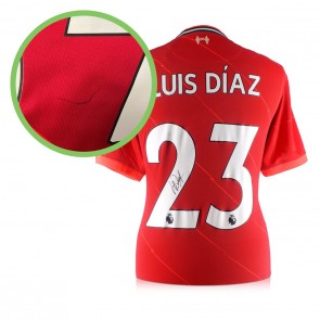 Luis Díaz Signed Liverpool 2021-22 Football Shirt. Damaged B