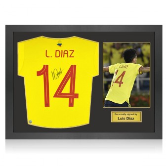 Luis Diaz Signed Colombia 2022 Football Shirt. Icon Frame