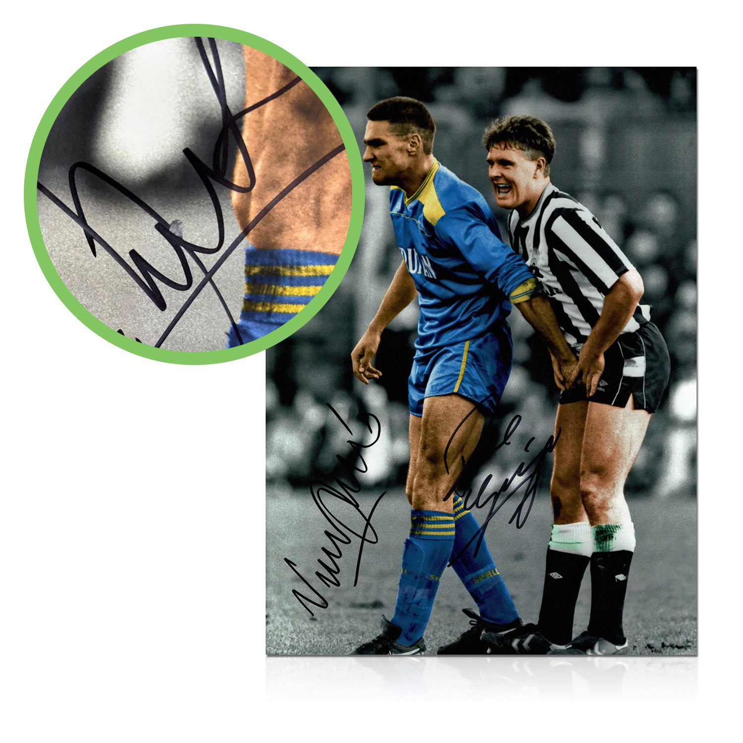 Paul Gascoigne And Vinnie Jones Signed Photo. Damaged B