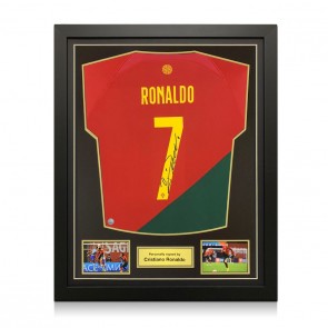 Cristiano Ronaldo Signed Portugal 2022 Football Shirt. Standard Frame