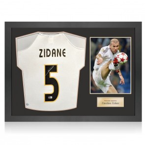 Zinedine Zidane Signed Real Madrid 2004-05 Home Football Shirt. Icon Frame