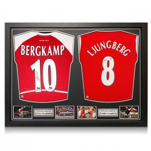 Dennis Bergkamp And Freddie Ljungberg Signed Arsenal Football Shirts. Dual Frame