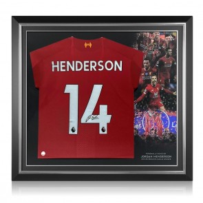 Jordan Henderson Signed Liverpool 2019-20 Football Shirt. Premium Frame