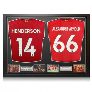 Jordan Henderson And Trent Alexander-Arnold Signed Liverpool Football Shirts. Dual Frame