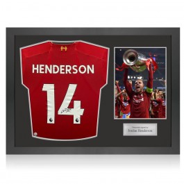 Jordan Henderson Signed Liverpool 2019-20 Football Shirt. Icon Frame