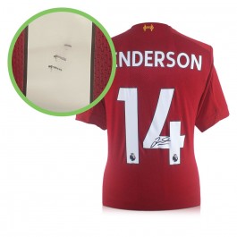 Jordan Henderson Signed Liverpool 2019-20 Football Shirt. Damaged B