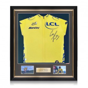 Geraint Thomas Signed Tour De France 2022 Yellow Jersey. Deluxe Frame