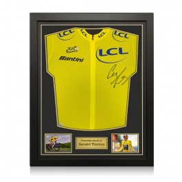 Geraint Thomas Signed Tour De France 2022 Yellow Jersey. Standard Frame